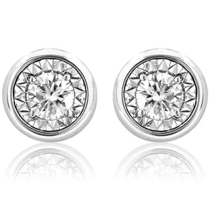 Diamond Illusion Bezel Stud Earrings