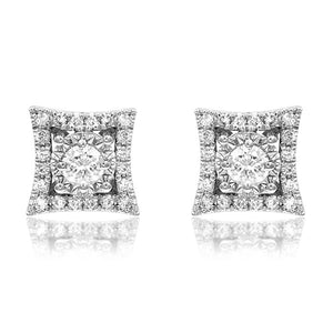 Square Diamond Illusion Stud Earrings