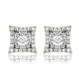 Square Diamond Illusion Stud Earrings