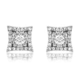 Square Diamond Illusion Stud Earrings