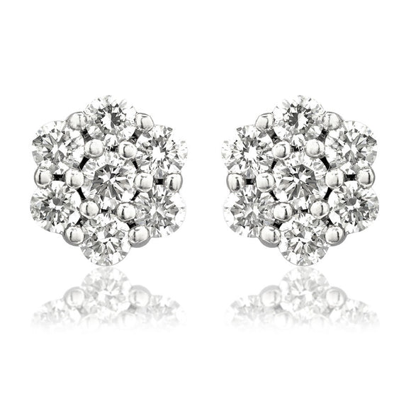 Diamond Snowflake Cluster Stud Earrings