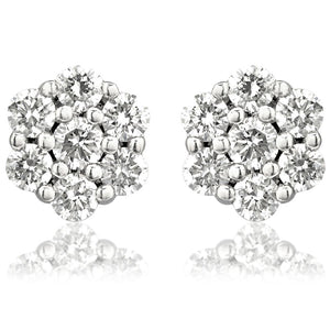 Snowflake Diamond Cluster Stud Earrings