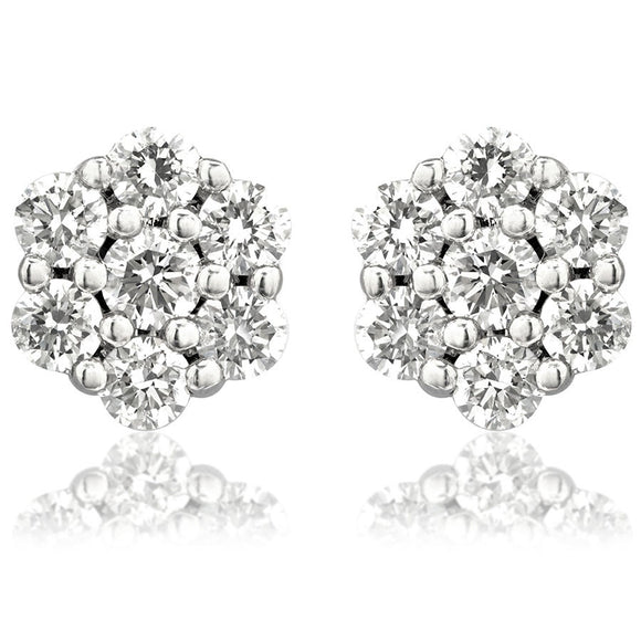 Snowflake Diamond Cluster Stud Earrings