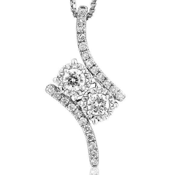 Two-Stone Diamond Illusion Bypass Pendant