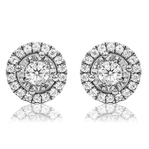 Diamond Illusion Halo Stud Earrings