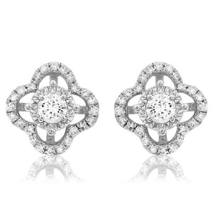 Clover Diamond Illusion Stud Earrings