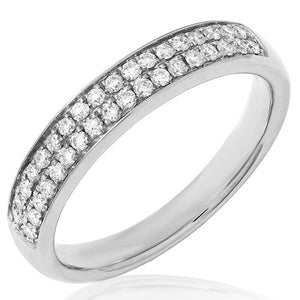 Bead Set Double Row Diamond Band Ring