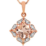 Floral Gemstone Pendant with Diamond Frame