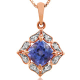 Floral Gemstone Pendant with Diamond Frame