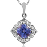 Floral Gemstone Pendant with Diamond Frame