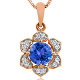 Floral Gemstone Pendant with Diamond Frame