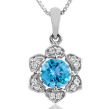 Floral Gemstone Pendant with Diamond Frame