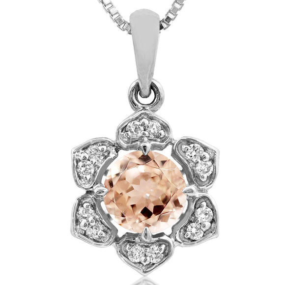 Floral Gemstone Pendant with Diamond Frame