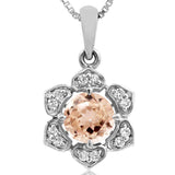 Floral Gemstone Pendant with Diamond Frame