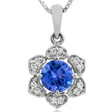 Floral Gemstone Pendant with Diamond Frame