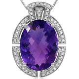 Premium Oval Gemstone Pendant with Diamond Frame