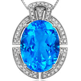 Premium Oval Gemstone Pendant with Diamond Frame