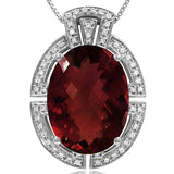 Premium Oval Gemstone Pendant with Diamond Frame