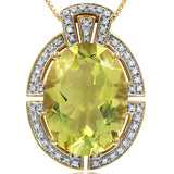 Premium Oval Gemstone Pendant with Diamond Frame