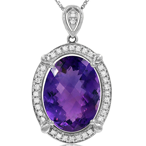 Premium Oval Gemstone Pendant with Diamond Frame