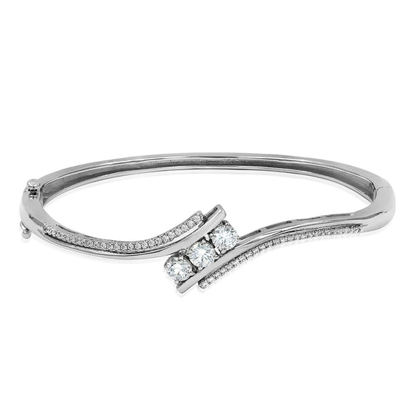 Three-Stone Semi-Mount Diamond Bypass Bangle