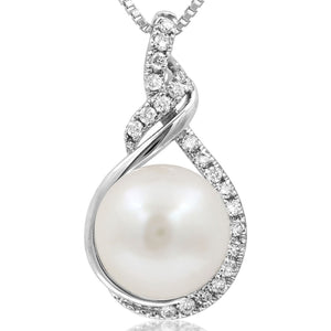 Pearl Infinity Pendant with Diamond Accent