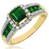 Cushion Gemstone Ring with Diamond Accent