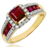 Cushion Gemstone Ring with Diamond Accent