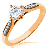 Diamond Semi-Mount Ring with Bead Set Band