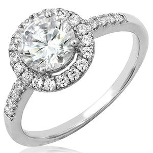 Diamond Halo Semi-Mount Ring with Scallop Set Band