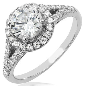 Diamond Halo Semi-Mount Ring with Split Shoulders