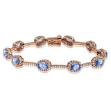 Oval Gemstone Halo Bracelet with Diamond Accent