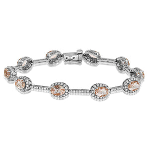 Oval Gemstone Halo Bracelet with Diamond Accent