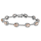 Oval Gemstone Halo Bracelet with Diamond Accent