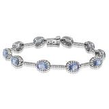 Oval Gemstone Halo Bracelet with Diamond Accent