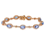 Oval Gemstone Halo Bracelet with Diamond Accent