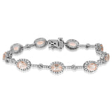 Oval Gemstone Halo Bracelet with Diamond Accent