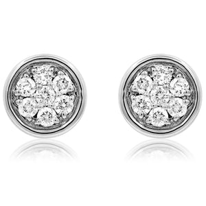 Diamond Cluster Bezel Stud Earrings