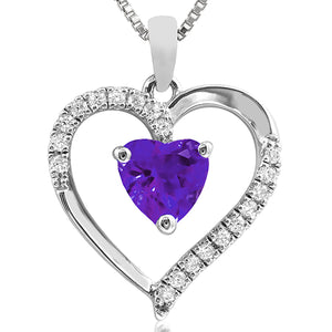 Heart Gemstone Pendant with Diamond Accent