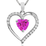 Heart Gemstone Pendant with Diamond Accent