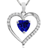 Heart Gemstone Pendant with Diamond Accent