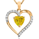 Heart Gemstone Pendant with Diamond Accent