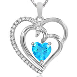 Double Heart Gemstone Pendant with Diamond Accent