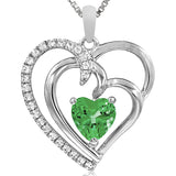 Double Heart Gemstone Pendant with Diamond Accent