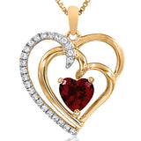 Double Heart Gemstone Pendant with Diamond Accent