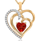 Double Heart Gemstone Pendant with Diamond Accent