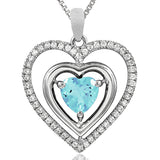 Double Heart Gemstone Pendant with Diamond Frame