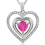 Double Heart Gemstone Pendant with Diamond Frame