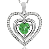 Double Heart Gemstone Pendant with Diamond Frame
