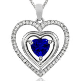 Double Heart Gemstone Pendant with Diamond Frame